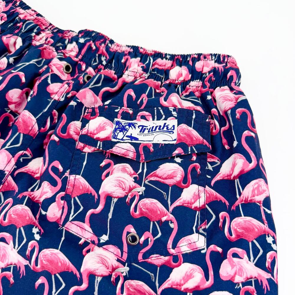 Trunks Surf & Swim Flamingo Swim Trunks Men’s Medium Navy Pink Beach Shorts - Picture 6 of 9